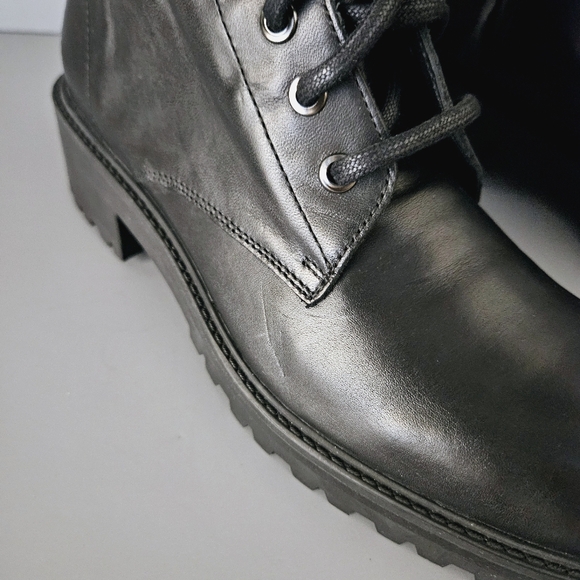 Massimo Dutti Black Leather Lace-Up Boots US 9 EU 40 Combat Biker Ankle Zipper - Picture 11 of 14